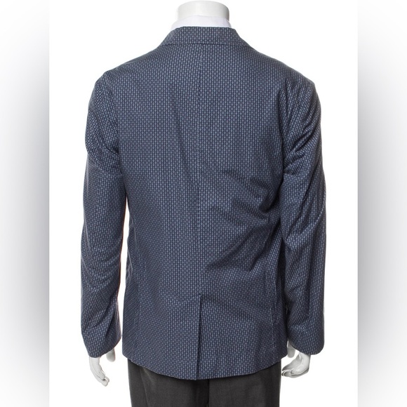 Alexander McQueen Blue Cotton Mini Skull-Print Blazer Jacket EUC Sz IT 50/US 40 - Picture 3 of 13